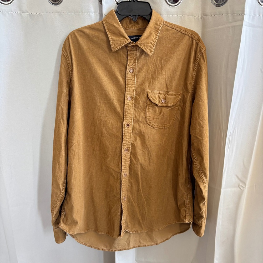 J Crew Jeans Mens Corduroy Shirt Large Earth Rustic Rugged Cabin Utility 21545